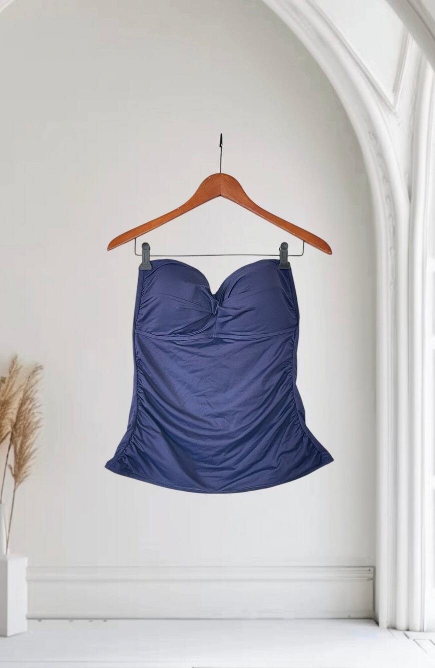 Anne Cole Womens Navy Twist Front Bandeau Swim Top Size X Large